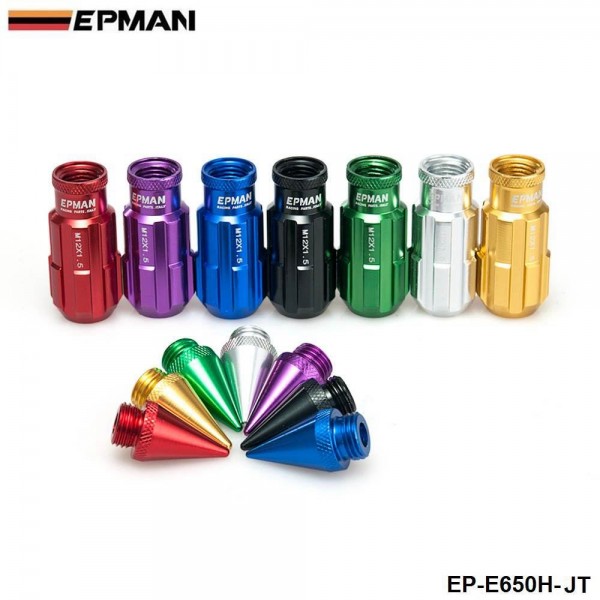 EPMAN Racing Aluminum Lock Locking Lug Nuts With Spikes 20pcs W/Key For Nissan Subaru Suzuki Aftermarker Wheel Nuts EP-E650H-JT EPMAN Racing Aluminum Lock Locking Lug Nuts With Spikes 20pcs W/Key For Nissan Subaru Suzuki Aftermarker Wheel Nuts EP-E650H-JT