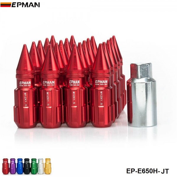 EPMAN Racing Aluminum Lock Locking Lug Nuts With Spikes 20pcs W/Key For Nissan Subaru Suzuki Aftermarker Wheel Nuts EP-E650H-JT EPMAN Racing Aluminum Lock Locking Lug Nuts With Spikes 20pcs W/Key For Nissan Subaru Suzuki Aftermarker Wheel Nuts EP-E650H-JT