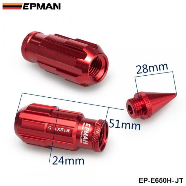 EPMAN Racing Aluminum Lock Locking Lug Nuts With Spikes 20pcs W/Key For Nissan Subaru Suzuki Aftermarker Wheel Nuts EP-E650H-JT EPMAN Racing Aluminum Lock Locking Lug Nuts With Spikes 20pcs W/Key For Nissan Subaru Suzuki Aftermarker Wheel Nuts EP-E650H-JT