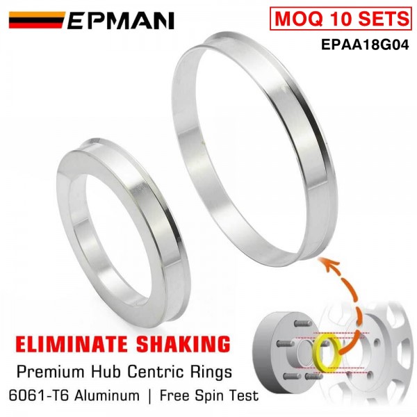 EPMAN 4PCS/Set Car Wheel Hub Center Rings Wheel Center Axle Hub Impact Absorption Ring Aluminum Alloy Silver Tone Durable EPAA18G04