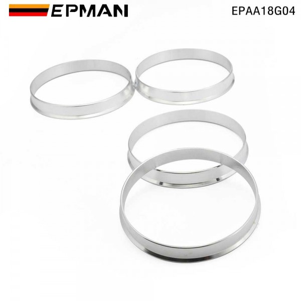 EPMAN 4PCS/Set Car Wheel Hub Center Rings Wheel Center Axle Hub Impact Absorption Ring Aluminum Alloy Silver Tone Durable EPAA18G04