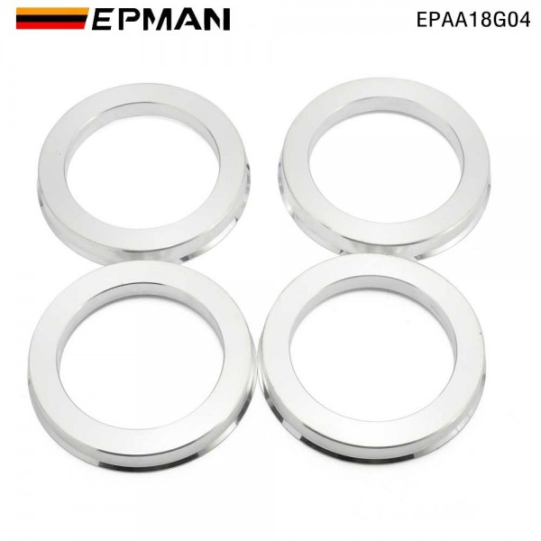 EPMAN 4PCS/Set Car Wheel Hub Center Rings Wheel Center Axle Hub Impact Absorption Ring Aluminum Alloy Silver Tone Durable EPAA18G04