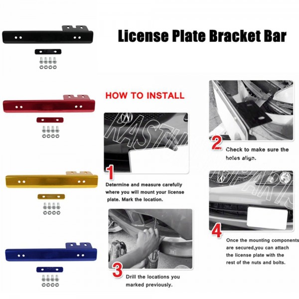 (MOQ:10 SETS) EPMAN JDM Aluminum License Plate Relocator Car Front License Plate Mounting Relocate Bracket Holder For Honda Civic EPAA12G11