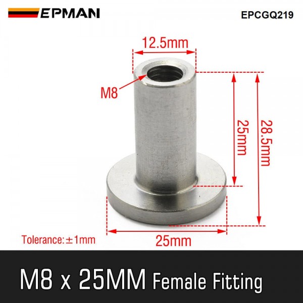 EPMAN M8 x 25mm Weld-in Threaded Insert - Stainless Steel Top Hat Bush for Automotive Fabrication EPCGQ219