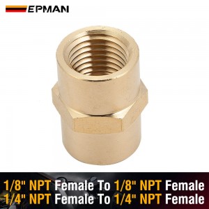 EPMAN High Pressure Brass Coupler 1/4" NPT Or 1/8" NPT Double Female Threaded Adapter Universal Pipe Joint