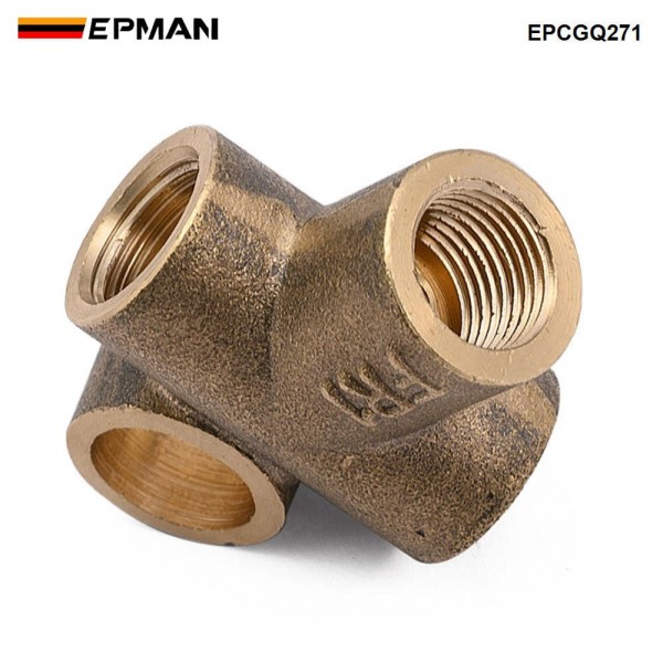 EPMAN 10mm Female 3-Way Brake Pipe Connector - Solid Brass T-Junction Block for 3/16" Brake Line, M10x1 Hydraulic Tee Fitting EPCGQ271