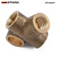 EPMAN 10mm Female 3-Way Brake Pipe Connector - Solid Brass T-Junction Block for 3/16" Brake Line, M10x1 Hydraulic Tee Fitting EPCGQ271