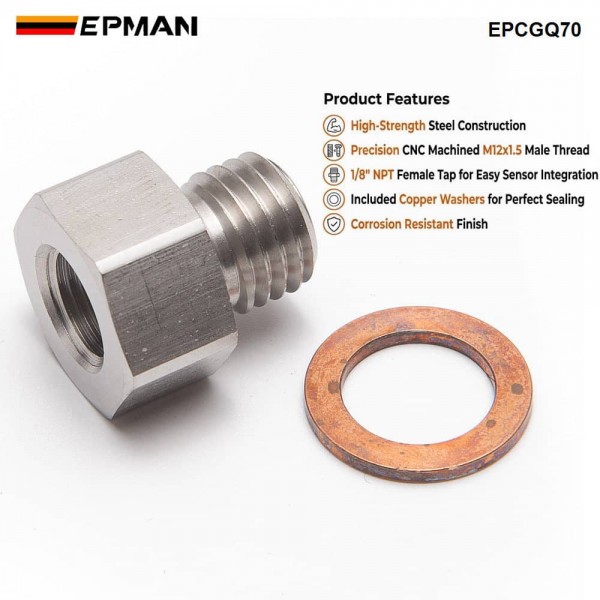 EPMAN Sensor Adapter Oil Water Pressure Temp M12x1.5 Or M16x1.5 Male to 1/8" NPT Female