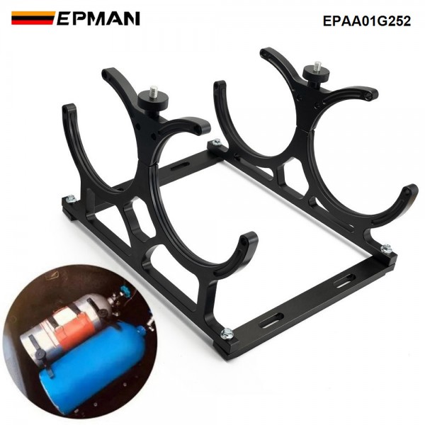 EPMAN Nitrous Oxide NOS Black Billet Aluminum Single Dual Bottles Holder Bracket