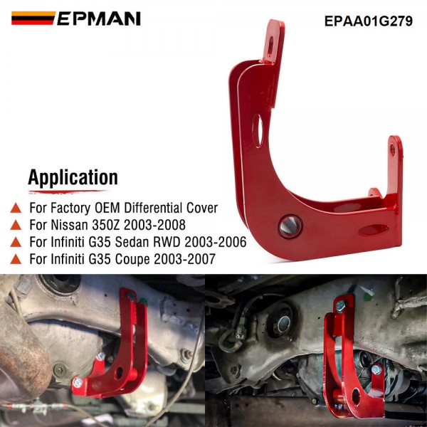 EPMAN Differential Diff Brace Bracket for Nissan 350Z Infiniti G35 VQ35DE VQ35DET OEM Cover | Anti-Wheel Hop Chassis Stabilizer Bolt-On Kit EPAA01G279