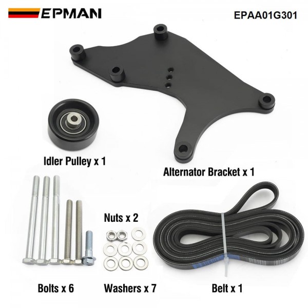 EPMAN LS Truck Dual Alternator Bracket Kit for GM SUV 4.8L, 5.3L, 6.0L, 6.2L Vortec V8 Engine 1999-2013, for Chevy Tahoe Suburban Silverado, For GMC Yukon EPAA01G301