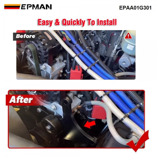 EPMAN LS Truck Dual Alternator Bracket Kit for GM SUV 4.8L, 5.3L, 6.0L, 6.2L Vortec V8 Engine 1999-2013, for Chevy Tahoe Suburban Silverado, For GMC Yukon EPAA01G301