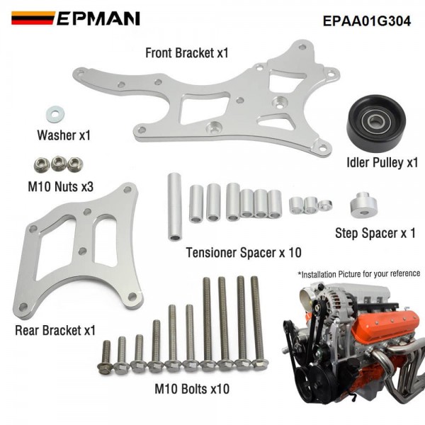 EPMAN LS Truck Factory Location Alternator & Power Steering Bracket Billet Aluminium For Chevrolet LQ4 LQ9 LY5 4.8L 5.3L 6.0L EPAA01G304