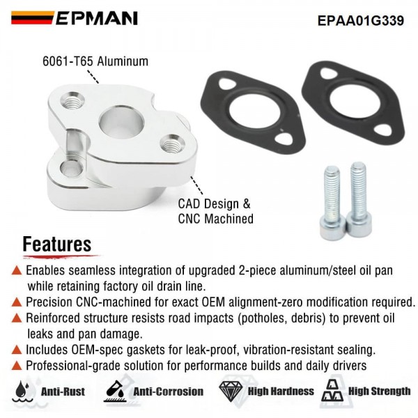 EPMAN 1.8T Hybrid Oil Pan Adapter for VW Golf GTI Mk4 Jetta GLI Audi TT Mk1 1.8T Engine Upgrade Kit EPAA01G339