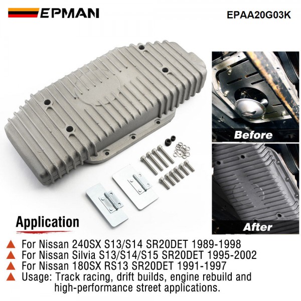 EPMAN High Capacity Oil Pan Baffled Aluminum For Nissan SR20DET S13 S14 S15 Silvia 180SX 240SX Drift Build EPAA20G03K EPMAN High Capacity Oil Pan Baffled Aluminum For Nissan SR20DET S13 S14 S15 Silvia 180SX 240SX Drift Build EPAA20G03K