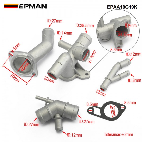 EPMAN Flange Engine Cooling Kit With Accessory Connection Connector Upgrade Kits 06A121132A For VW MK4 Golf Jetta GLI GTI TT EPAA18G19K