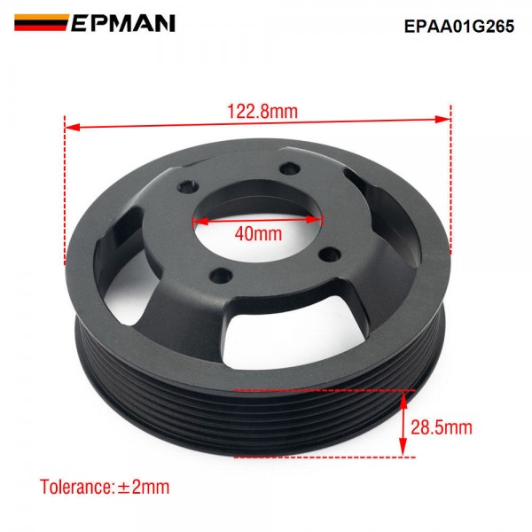 EPMAN CNC 6061-T6 Billet Aluminum Water Pump Pulley for BMW M52TU/M54 Engines - Anodized Black, Direct Replacement for OEM Plastic Pulley, Fits E46/E39/E60/E83/E53/Z3/Z4 EPAA01G265