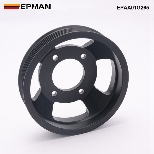 EPMAN CNC 6061-T6 Billet Aluminum Water Pump Pulley for BMW M52TU/M54 Engines - Anodized Black, Direct Replacement for OEM Plastic Pulley, Fits E46/E39/E60/E83/E53/Z3/Z4 EPAA01G265