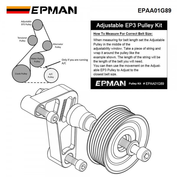 EPMAN K Series Swap Adjustable EP3 Idler Pulley Kit For Honda Civic Integra K24 Performance EPAA01G89