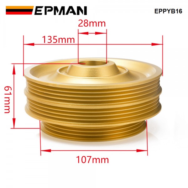 EPMAN Light Weight Crank Underdrive Engine Pulley Gold For Honda Civic 92-00 B16 Z0132 B16A B18C EPPYB16 EPMAN Light Weight Crank Underdrive Engine Pulley Gold For Honda Civic 92-00 B16 Z0132 B16A B18C EPPYB16