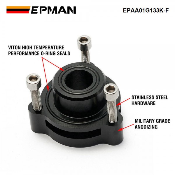 EPMAN Billet Aluminum BOV Blow Off Valve Adapter  For Ford Fiesta Mustang Fusion EcoBoost Engine EPAA01G133K-F
