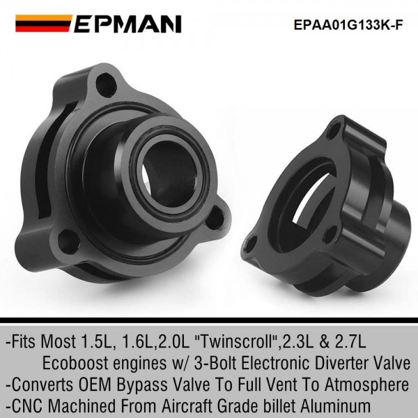 EPMAN Billet Aluminum BOV Blow Off Valve Adapter  For Ford Fiesta Mustang Fusion EcoBoost Engine EPAA01G133K-F