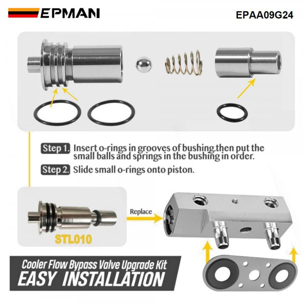 EPMAN STL010 Cooler Flow Bypass Valve Kit Upgrade For Cadillac Chevy 2014-Up GM 6L80 6L90, 2016-Up 8L90 8L80 8L90E,Automatic Transmission Assemblies With Bypass Gasket EPAA09G24