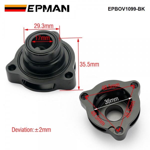 EPMAN Turbo Blow Off Valve Adapter BOV Adaptor For VW GTI Golf Mk7 Mk7.5 / Jetta A3 1.8T Bypass Valve/Solenoid EPBOV1099-BK