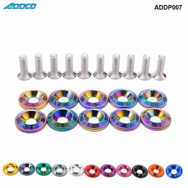 40-Piece JDM Billet Aluminum Fender & Bumper Washer Bolt Kit - Engine Bay Dress Up - Red, CNC Aluminum