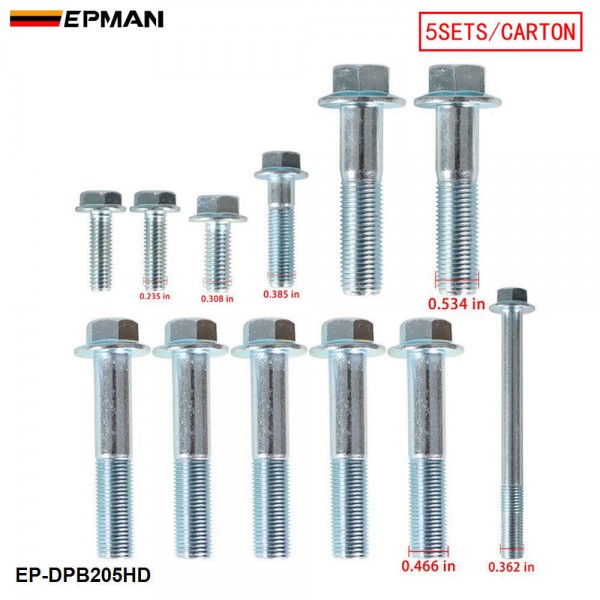 EPMAN 5SETS/CARTON EVTEC Valve Cover Transmission Bolt Hardware Kit For Honda Acura B Series B16 B18 B20 5spd EP-DPB205HD-5T