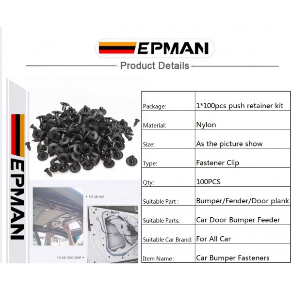 100PCS/Pack 8mm Car Universal Mixed Door Trunk Rack Bumper Expansion Screw Threaded Nail Plastic Interior Clip EP-SLK100D