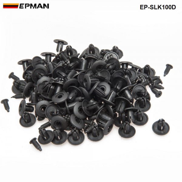 100PCS/Pack 8mm Car Universal Mixed Door Trunk Rack Bumper Expansion Screw Threaded Nail Plastic Interior Clip EP-SLK100D