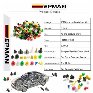 200PCS/Pack Universal Mixed Auto Fastener Car Bumper Clips Retainer Car Fastener Rivet Door Panel Fender Liner EP-SLK200H