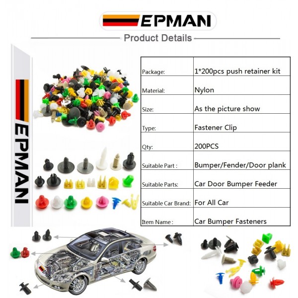 200pcs/LOT Universal Mixed Auto Fastener Car Bumper Clips Retainer Car Fastener Rivet Door Panel Fender Liner EP-SLK200H 200pcs/LOT Universal Mixed Auto Fastener Car Bumper Clips Retainer Car Fastener Rivet Door Panel Fender Liner EP-SLK200H