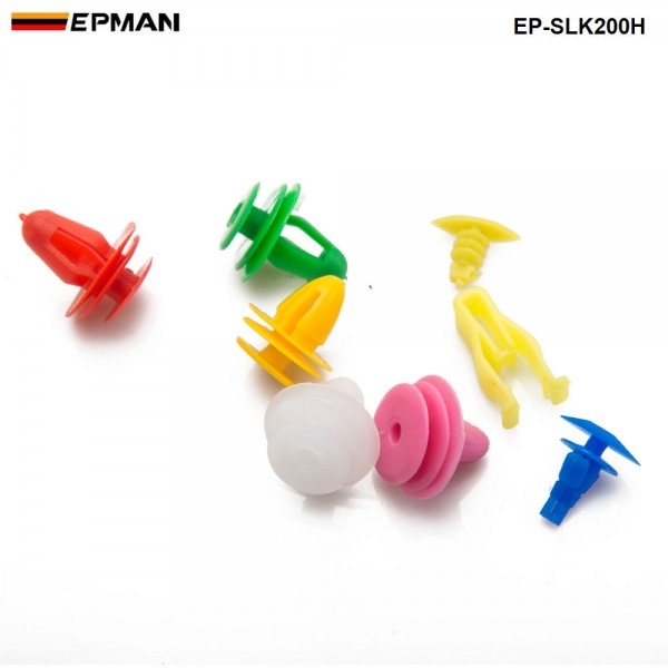 200PCS/Pack Universal Mixed Auto Fastener Car Bumper Clips Retainer Car Fastener Rivet Door Panel Fender Liner EP-SLK200H