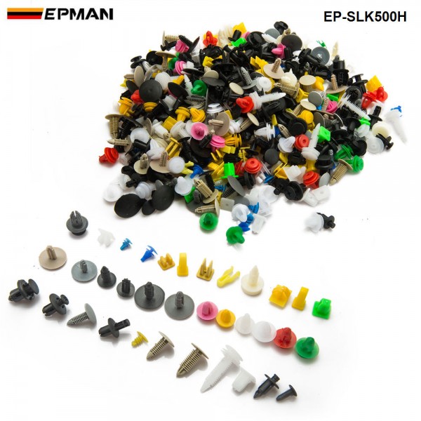  500pcs/LOT Car Door Trim Panel Clip Fasteners Auto Bumper Rivet Fastener Clip Assortments Kit Push EP-SLK500H 