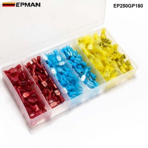 EPMAN 180pcs Female & Male Fully Insulated Wire Terminals Connector Nylon Spade Crimp For Car Motorcycle EP250GP180