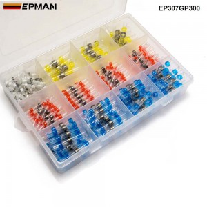 EPMAN 300Pcs Waterproof Solder Heat Shrink Tube Solder Sleeve Tubing Wires Connectors Cable Splice Line to Line Connector EP307GP300