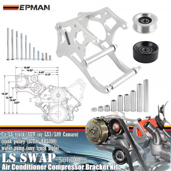 EPMAN For Sanden 508 LS1 LS2 LS3 LS6 LS LSX Truck Aluminum A/C Conditioner Compressor Bracket EPAA01G09