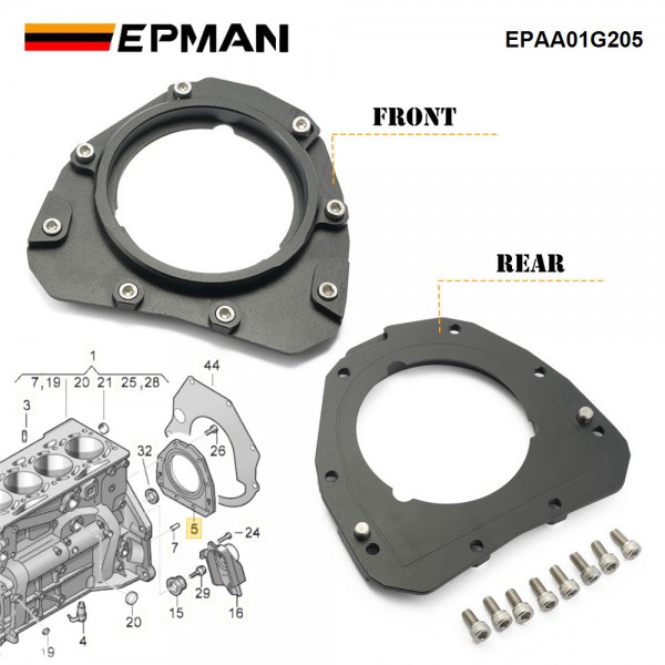 EPMAN Rear Main Crankshaft Seal Engine Holder w/ Flange For Audi For VW 2.0T TSl EA888 Engines EPAA01G205 EPMAN Rear Main Crankshaft Seal Engine Holder w/ Flange For Audi For VW 2.0T TSl EA888 Engines EPAA01G205
