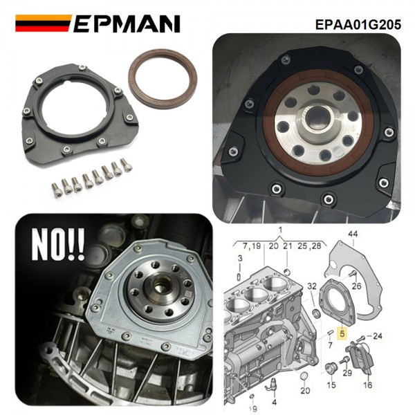 EPMAN Rear Main Crankshaft Seal Engine Holder w/ Flange For Audi For VW 2.0T TSl EA888 Engines EPAA01G205 EPMAN Rear Main Crankshaft Seal Engine Holder w/ Flange For Audi For VW 2.0T TSl EA888 Engines EPAA01G205