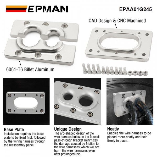 EPMAN Billet Aluminum Fire Wall Pass Through Raw Bracket For Holley Terminator X Max EPAA01G245 EPMAN Billet Aluminum Fire Wall Pass Through Raw Bracket For Holley Terminator X Max EPAA01G245