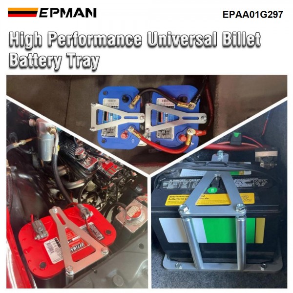 EPMAN Billet Battery Tray Hold Down Trunk Relocation Box Aluminum Racing Mount EPAA01G297
