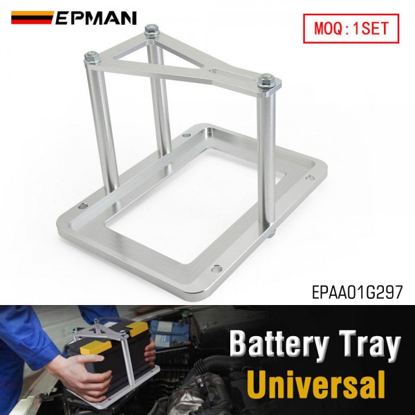 EPMAN Billet Battery Tray Hold Down Trunk Relocation Box Aluminum Racing Mount EPAA01G297