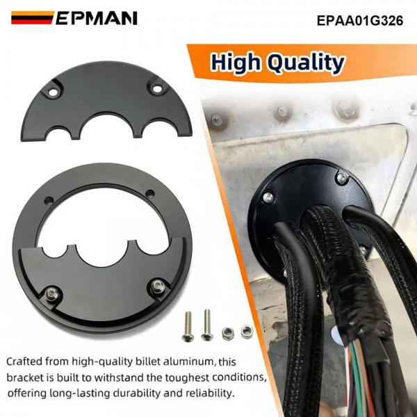 EPMAN 3-Hole Billet Aluminum Firewall Grommet for Holley Terminator X / X Max Black Harness Bulkhead Fitting EPAA01G326