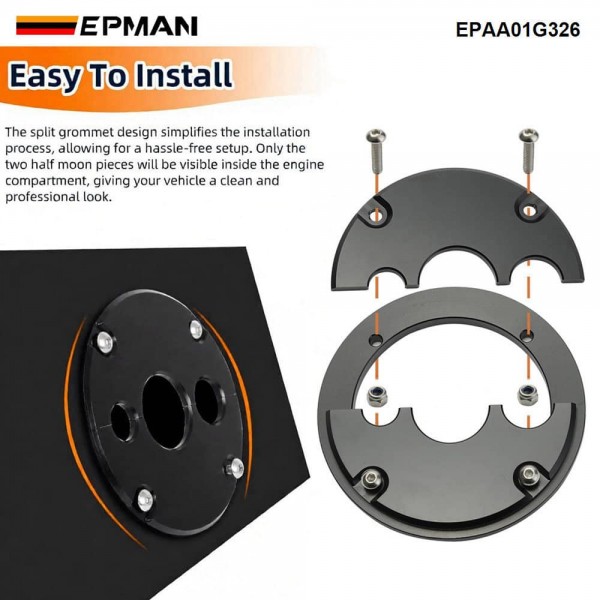 EPMAN 3-Hole Billet Aluminum Firewall Grommet for Holley Terminator X / X Max Black Harness Bulkhead Fitting EPAA01G326