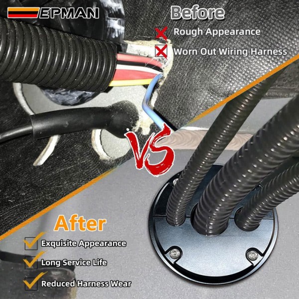 EPMAN 3-Hole Billet Aluminum Firewall Grommet for Holley Terminator X / X Max Black Harness Bulkhead Fitting EPAA01G326