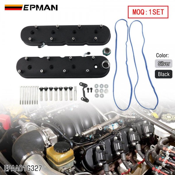 EPMAN Tall Billet-style Aluminum Valve Covers w/ Coil Mounts - Direct Fit for LS1 LS2 LS3 LS6 LS7 V8 Engines EPAA01G327