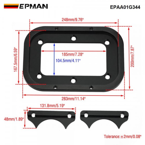 EPMAN Battery Tray Aluminum CNC Machined For Optima AGM Group 34 34M D34 D34M for Red Top Blue Top Yellow Top | 6061-T6 Aerospace Grade | Racing Off-Road Marine EPAA01G344