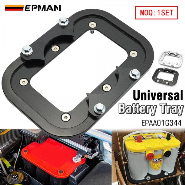 EPMAN Battery Tray Aluminum CNC Machined For Optima AGM Group 34 34M D34 D34M for Red Top Blue Top Yellow Top | 6061-T6 Aerospace Grade | Racing Off-Road Marine EPAA01G344